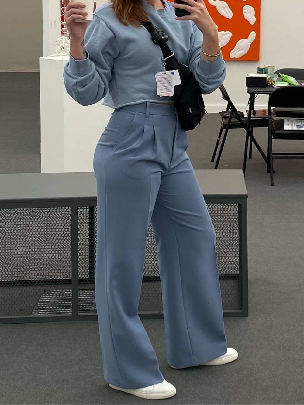 Zara Wide-Leg Tailored Pants in Powder Blue